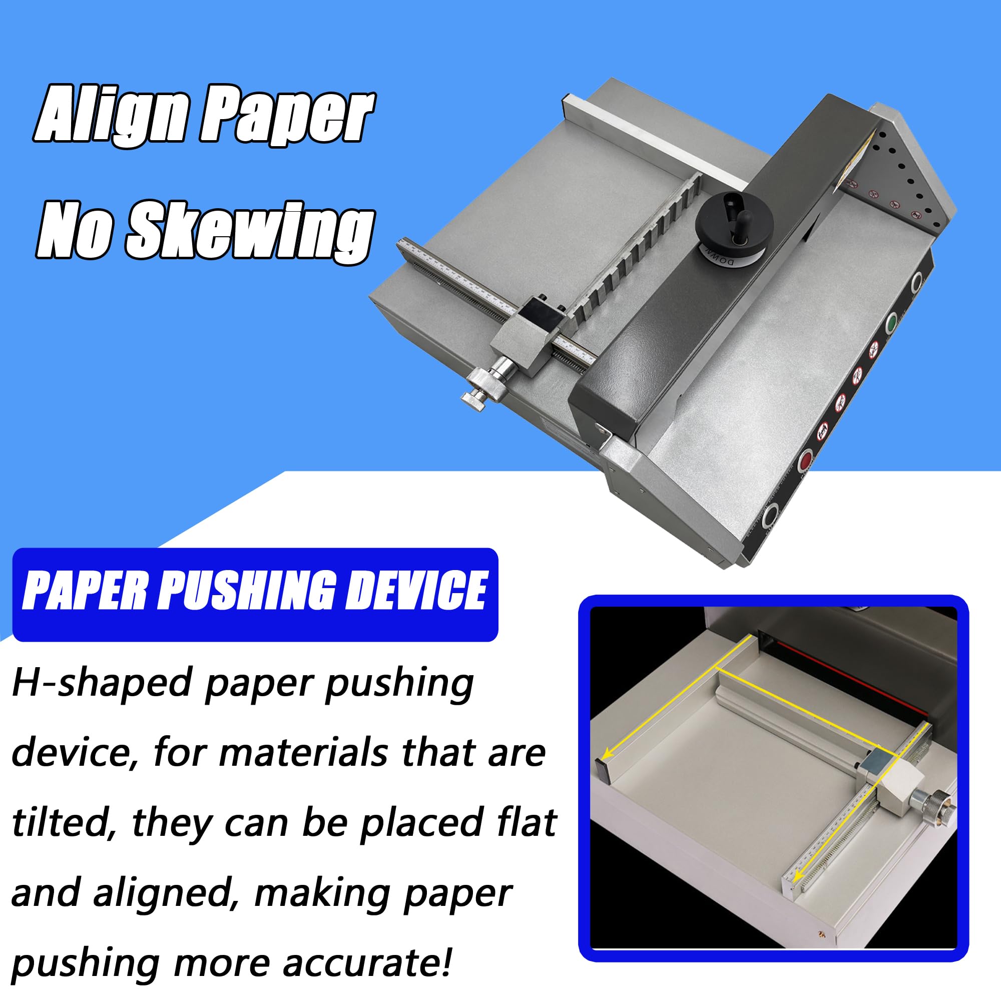 TECHTONGDA 13-inch Electric Paper Cutter - Desktop Paper Trimmer with Push Device & Handwheel Press - Perfect for Office, School, Crafting & Document Cutting