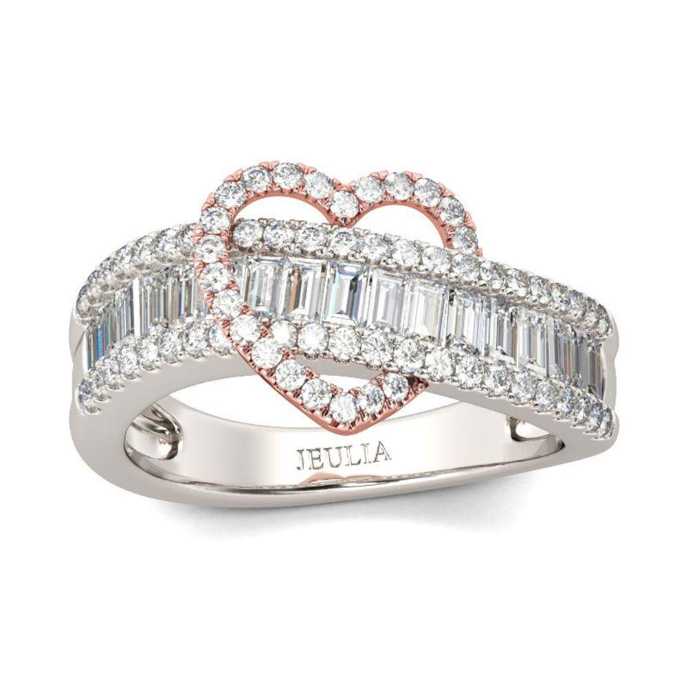 3.5 Carat Heart Cut Diamond Engagement Ring for Women - 925 Sterling Silver Two Tone Wedding Band with Halo CZ Solitaire - Anniversary Promise Ring Gift Set with Jewelry Box (Perfect for Proposals, Weddings & Romantic Occasions)