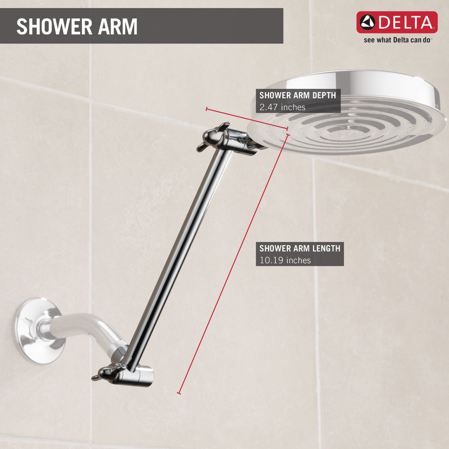 Adjustable Shower Arm - Chrome UA902 PK Delta Replacement - Perfect for Bathroom Renovation & Modern Shower Upgrade