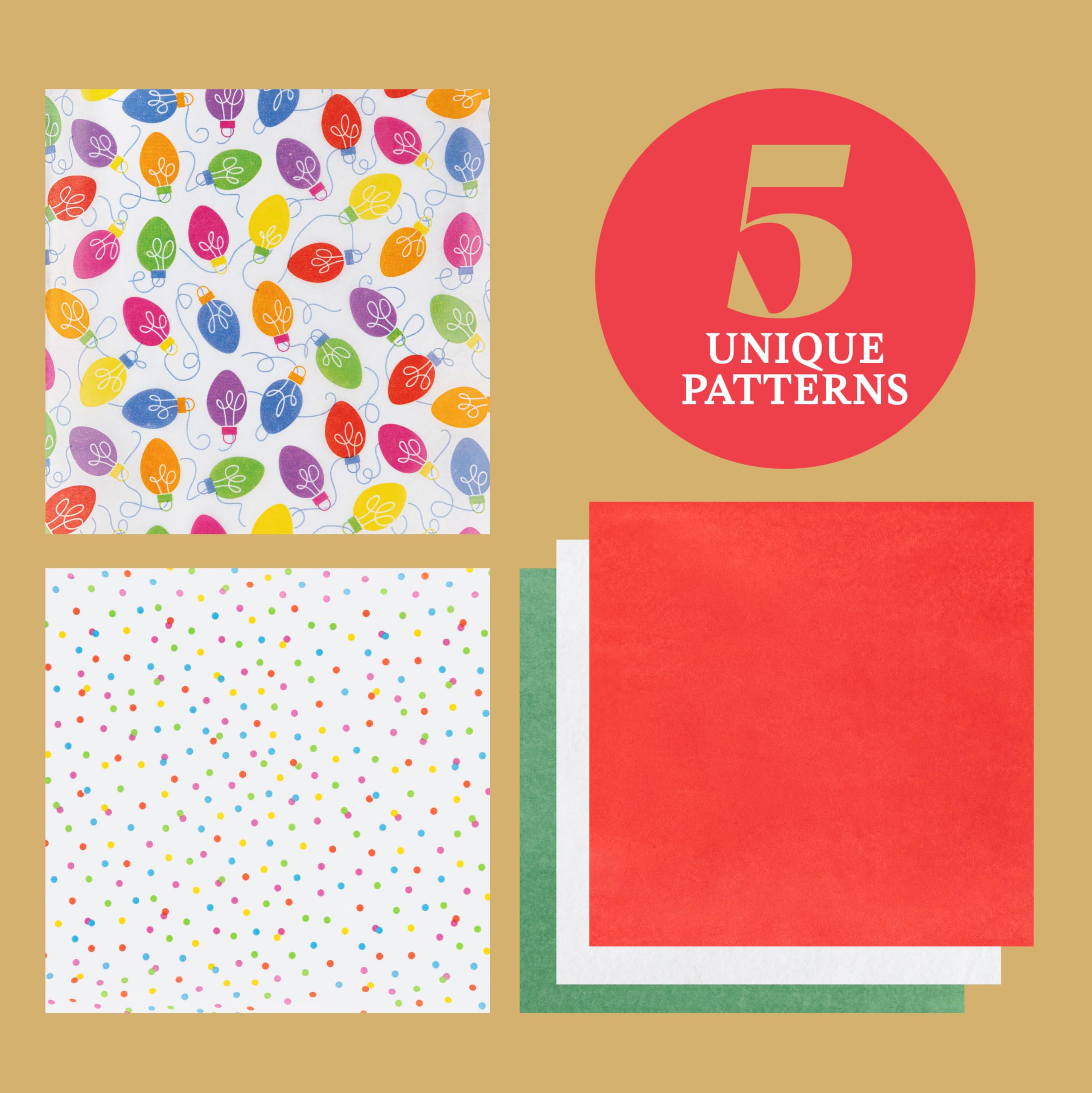 Premium Christmas Tissue Paper for Gift Bags - 100 Sheets Holiday Gift Wrapping Paper Bulk Pack - Perfect for Christmas Presents, Party Favors & Festive Decorations