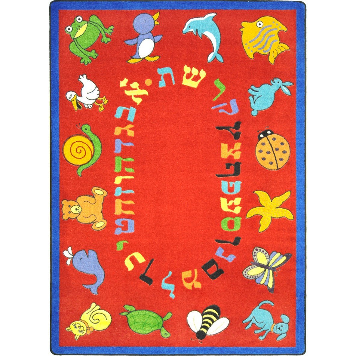 Educational ABC Animals Hebrew Alphabet Kids Play Mat - 5'4
