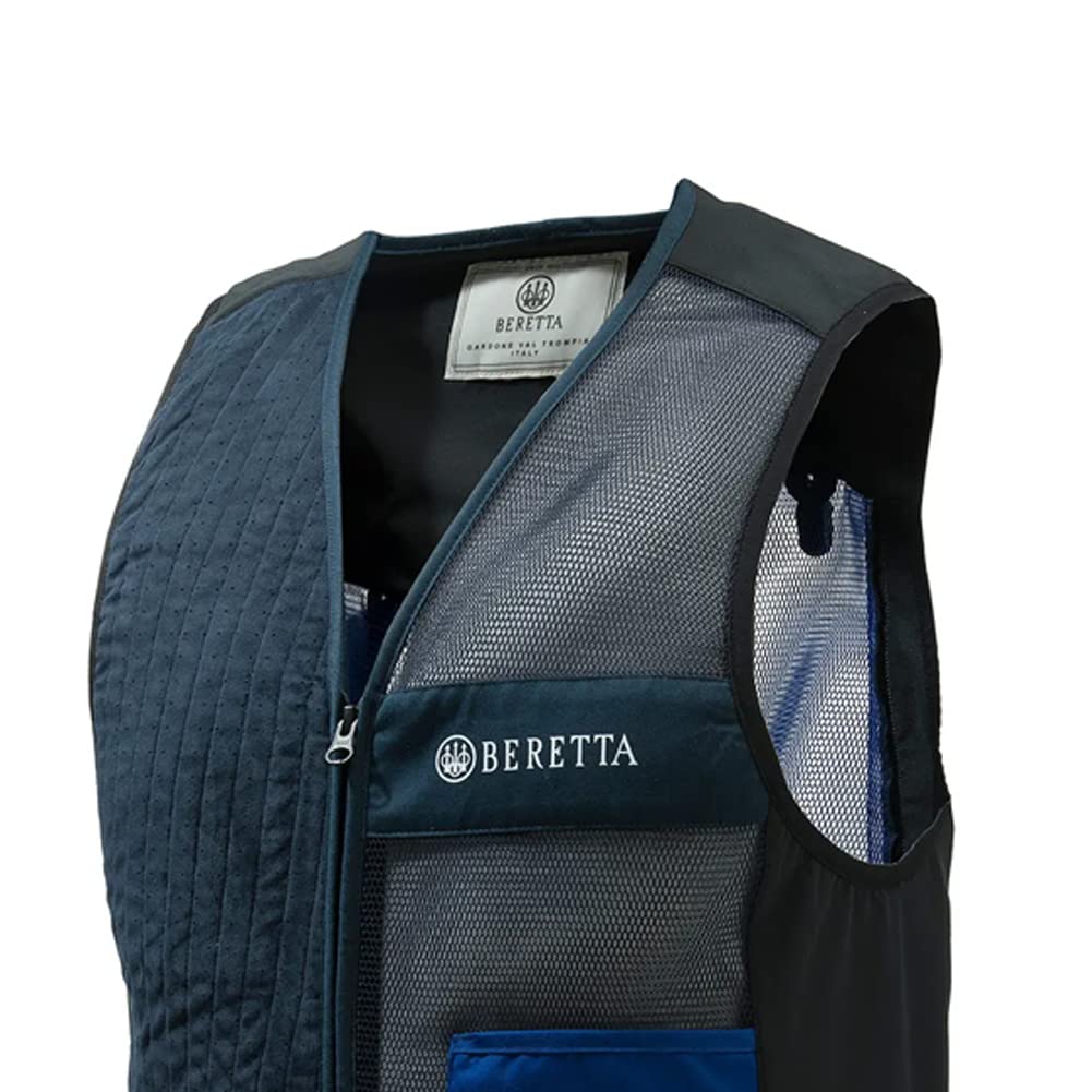Beretta Men's Breathable Slim Fit Microsuede Shooting Vest with Front Zip & Pockets - Competition Clay Shooting Gear for Outdoor Sports & Hunting