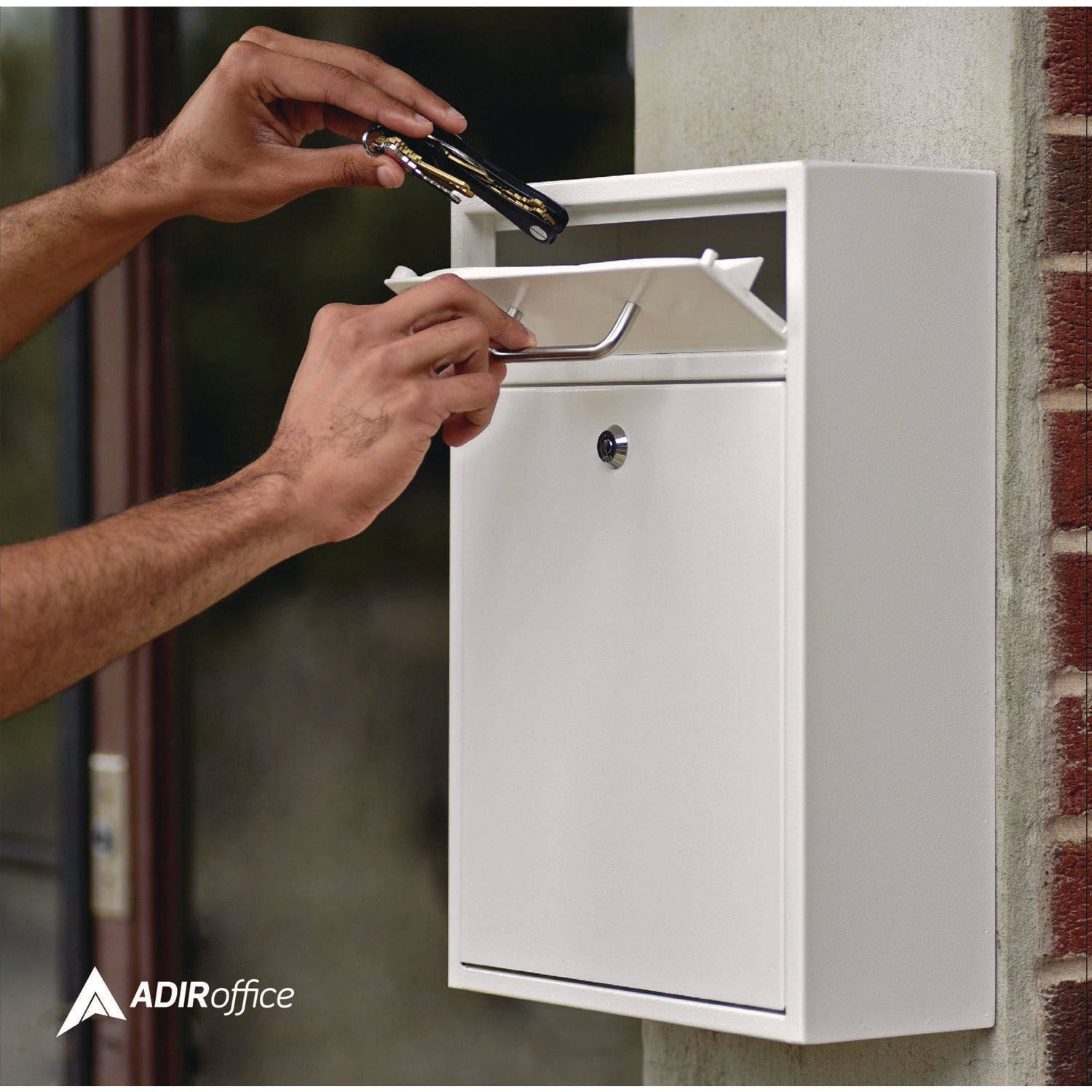 AdirOffice Large Wall Mounted Secure Drop Box - 11.2 x 4.7 x 16.2 Inches - White Mailbox for Home, Office & Business - Perfect for Secure Package & Document Delivery