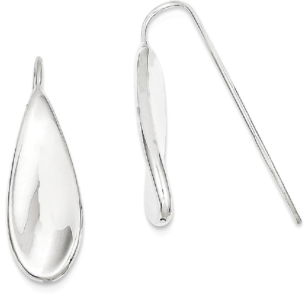 14K Solid White Gold Tear Drop Dangle Earrings for Women - Elegant Wire Dangling Jewelry for Parties, Weddings & Special Occasions