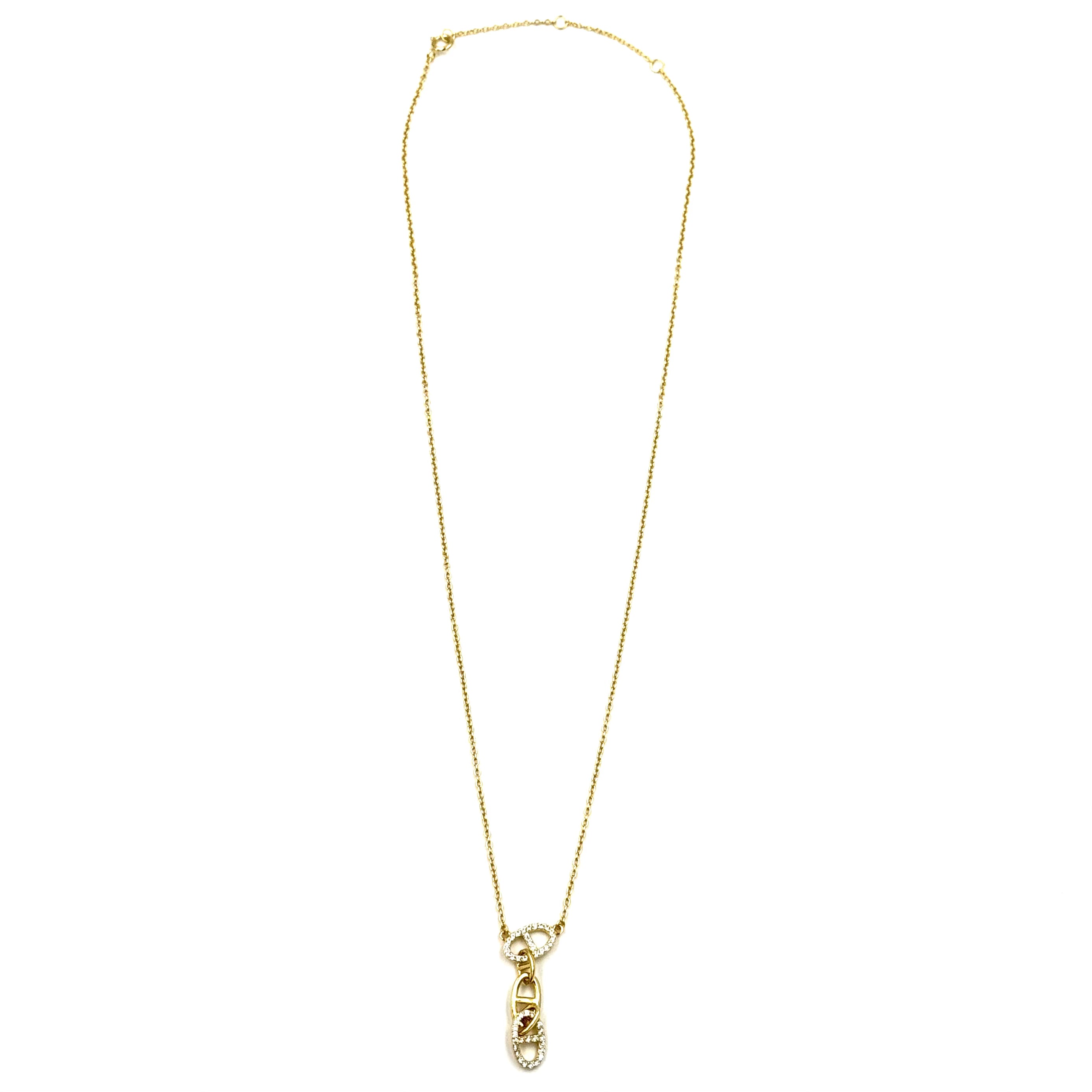 Ashley Gold Sterling Silver Gold Plated CZ Drop Bottle Cap Necklace - Elegant Jewelry for Women, Perfect for Parties, Weddings & Date Nights