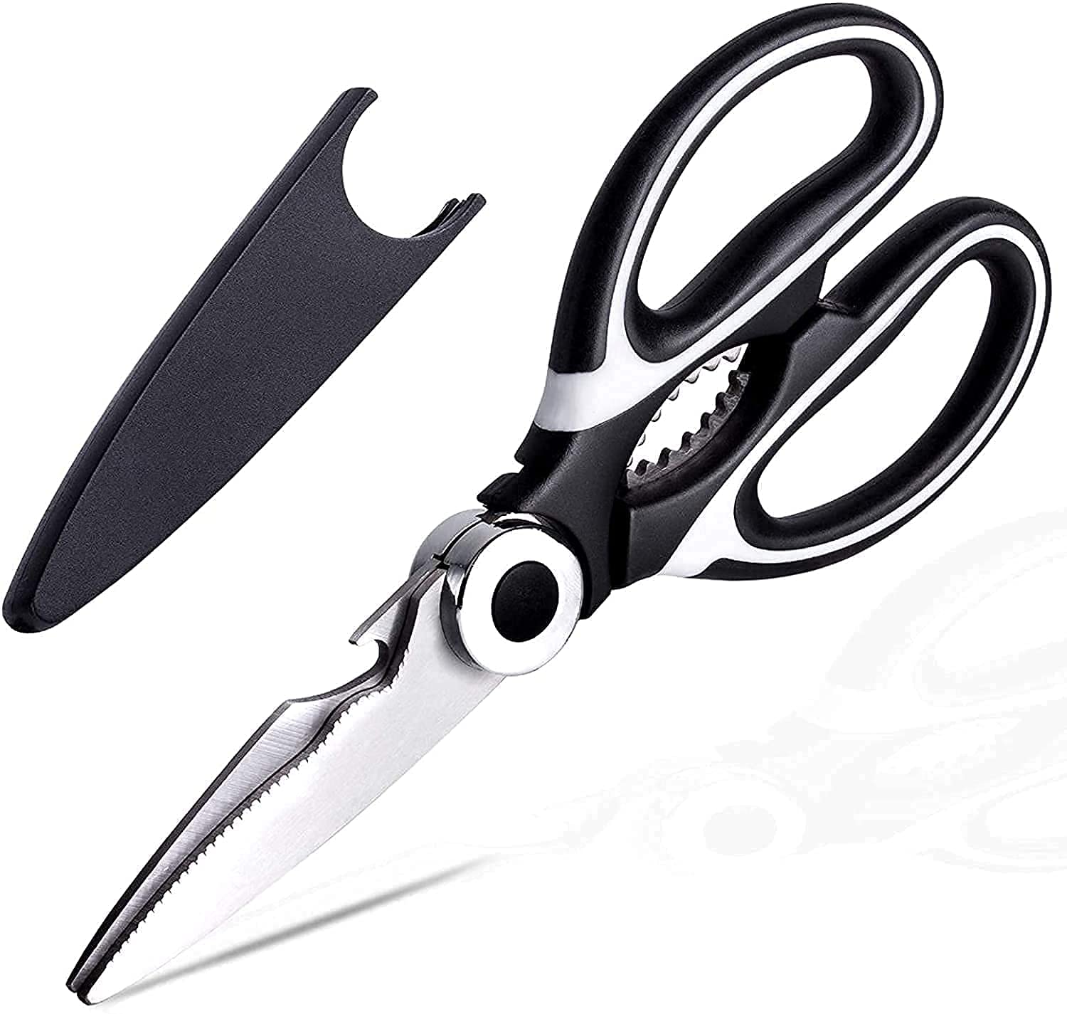 Premium Stainless Steel Kitchen Shears - Heavy Duty Multi-Purpose Scissors for Poultry, Herbs, Meat & Vegetables | Dishwasher Safe with Protective Cover | Perfect for Cooking, Food Prep & Crafting