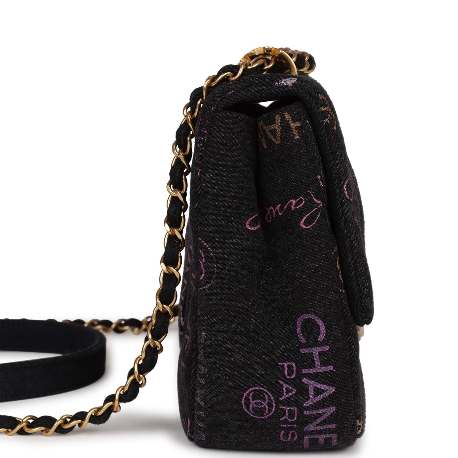 Chanel Large Mood Flap Bag - Multicolor Quilted Denim with Gold Hardware - Luxury Designer Handbag for Women, Perfect for Parties & Evening Events