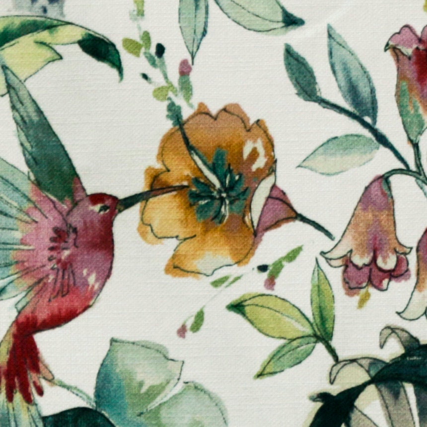 Birdy Love Green & Pink Printed Cotton Curtain Panels - Elegant Window Treatments for Living Room, Bedroom & Nursery Decor