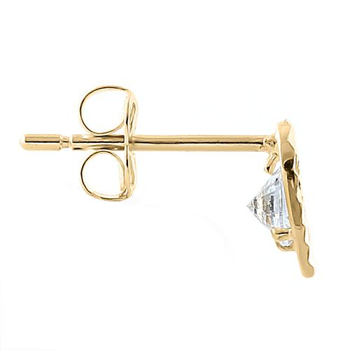 14K Yellow Gold Heart Stud Earrings with Clear Cubic Zirconia - Perfect for Valentine's Day Gifts, Anniversary Presents & Everyday Elegance