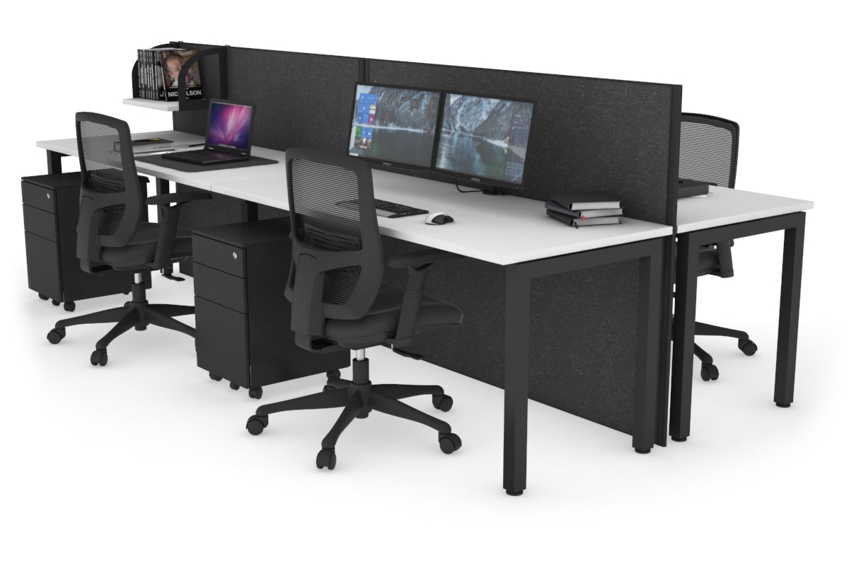 Horizon Quadro 4-Person Office Workstation Bench with Square Legs - 1400L x 700W Dimensions - Perfect for Collaborative Workspaces, Conference Rooms & Open Office Layouts