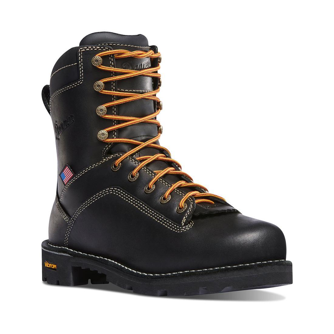 Quarry USA Men's 8-Inch Soft Toe Work Boots - Black Safety Shoes for Construction, Warehouse & Outdoor Work