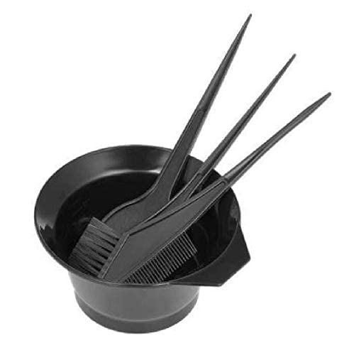 Professional Hair Color Mixing Bowl Set with Brush, Comb & Dye Brush - 3-Piece Salon Kit for At-Home Hair Coloring (Black) | Perfect for DIY Hair Dye, Highlights & Salon-Style Applications