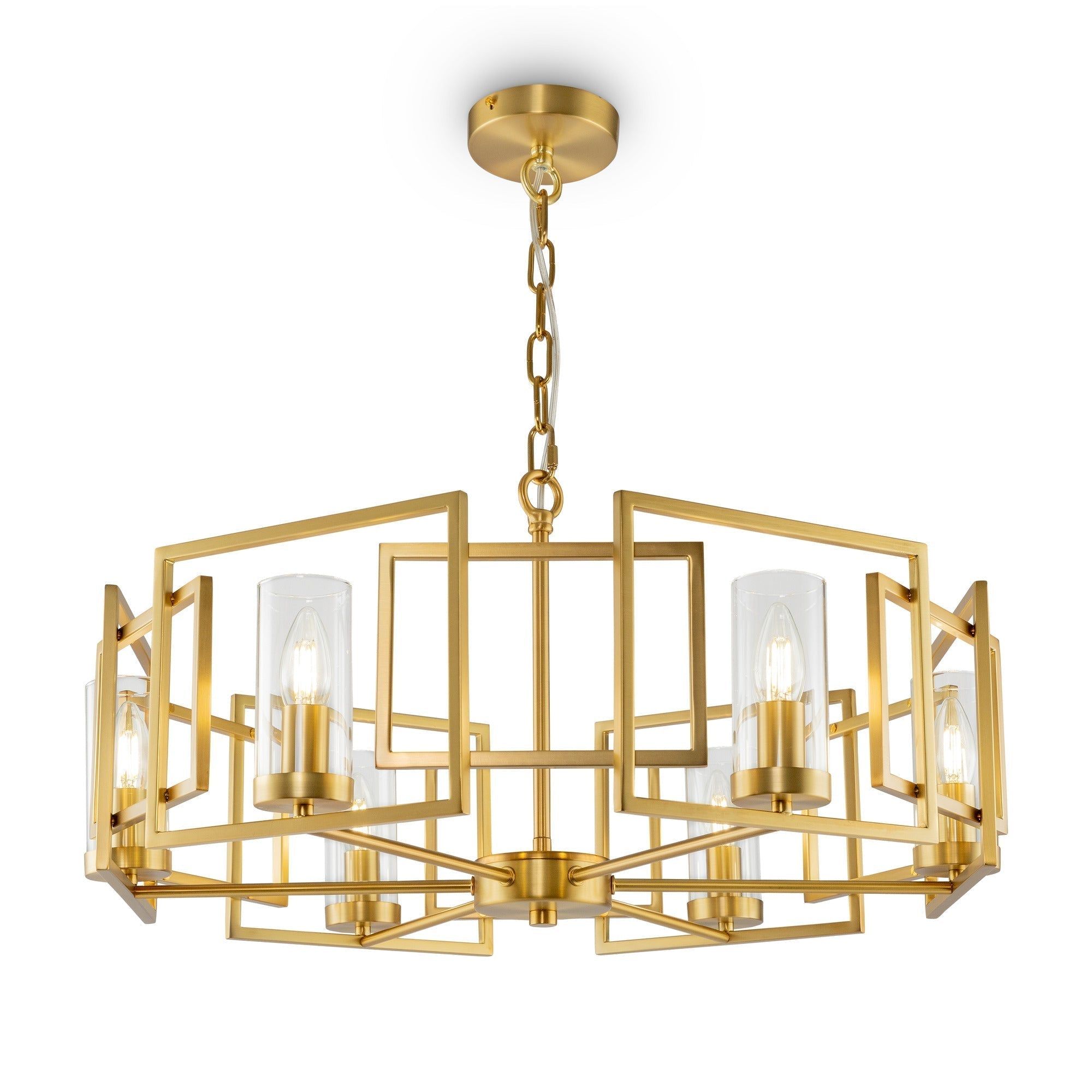 Bowi 6/8Lt Gold Finish Ceiling Light - Modern Chandelier for Dining Room, Living Room & Bedroom Lighting