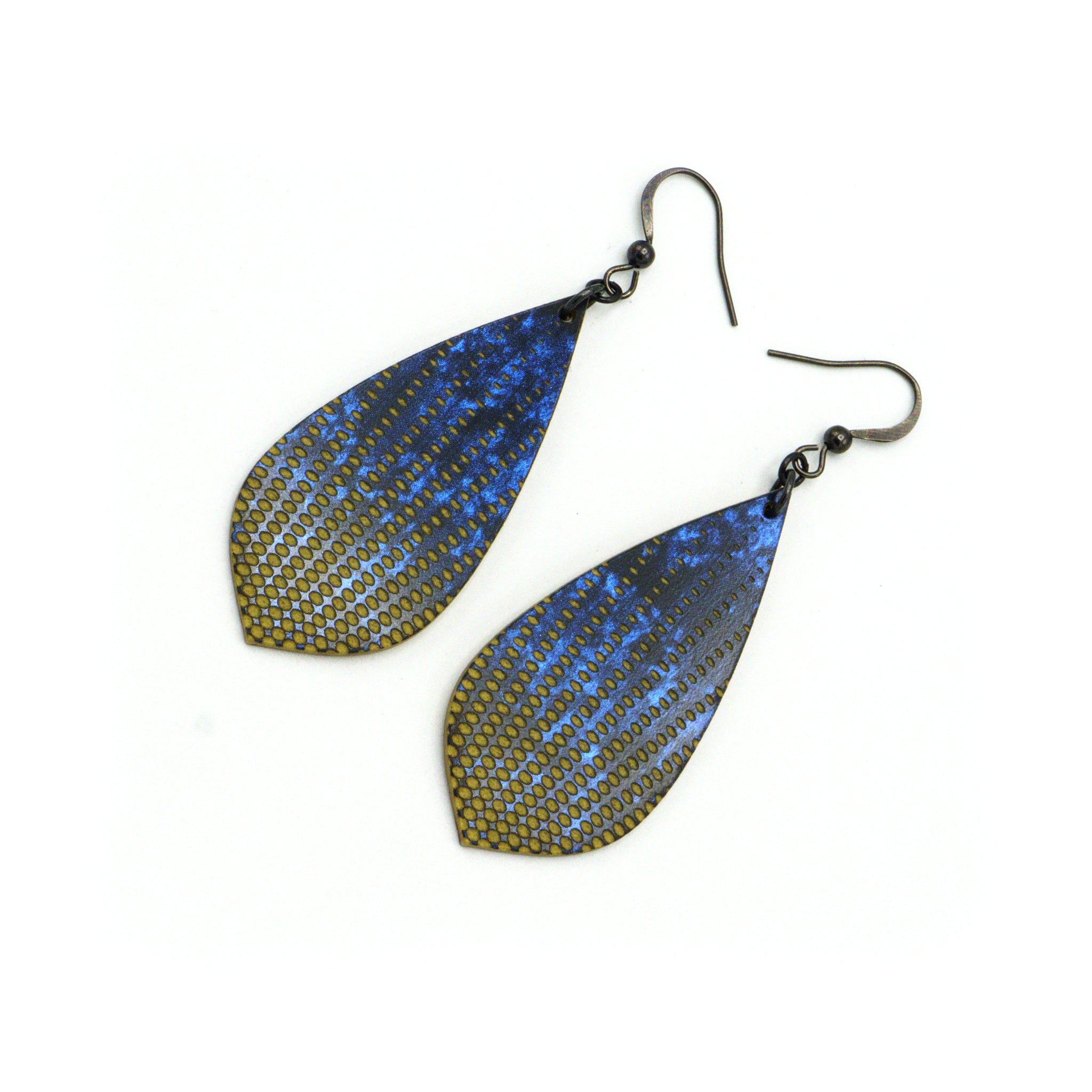 Celestial Blue and Gold Acrylic Earrings | Stylish Gem Point [08] Design | Perfect for Parties, Weddings & Everyday Wear