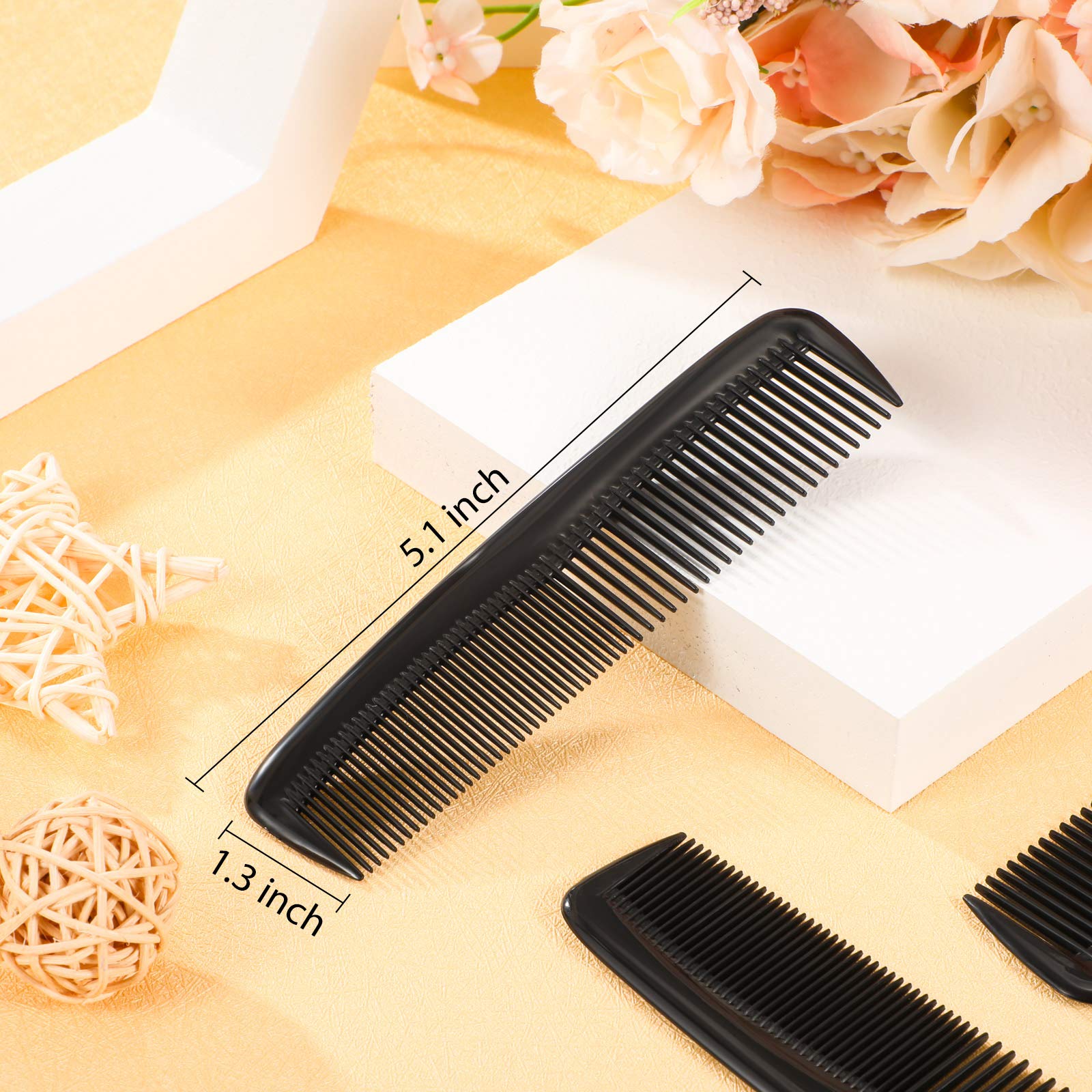 Leinuosen 24-Piece Hair Comb Set - Plastic Detangling Combs for Women & Men, Fine Tooth Styling Comb (Black) - Perfect for Salon, Travel, Home & Daily Hair Care
