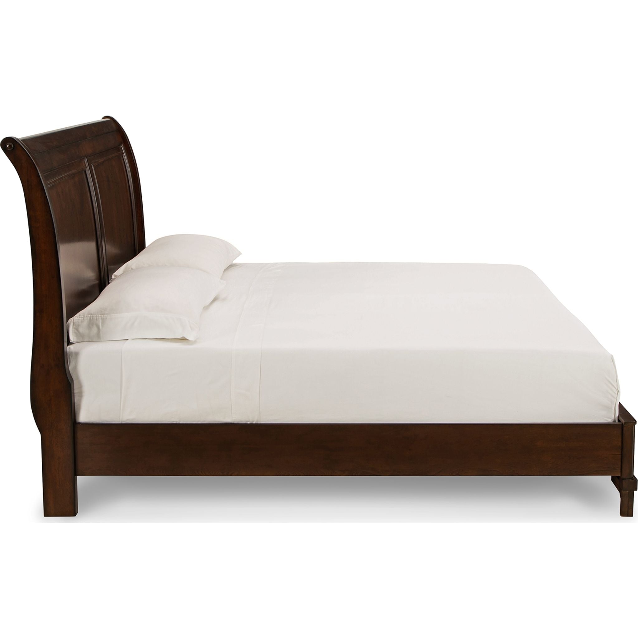 Brookbauer King Sleigh Bed Frame - Rustic Brown Solid Wood Bedroom Furniture for Master Bedroom & Guest Room