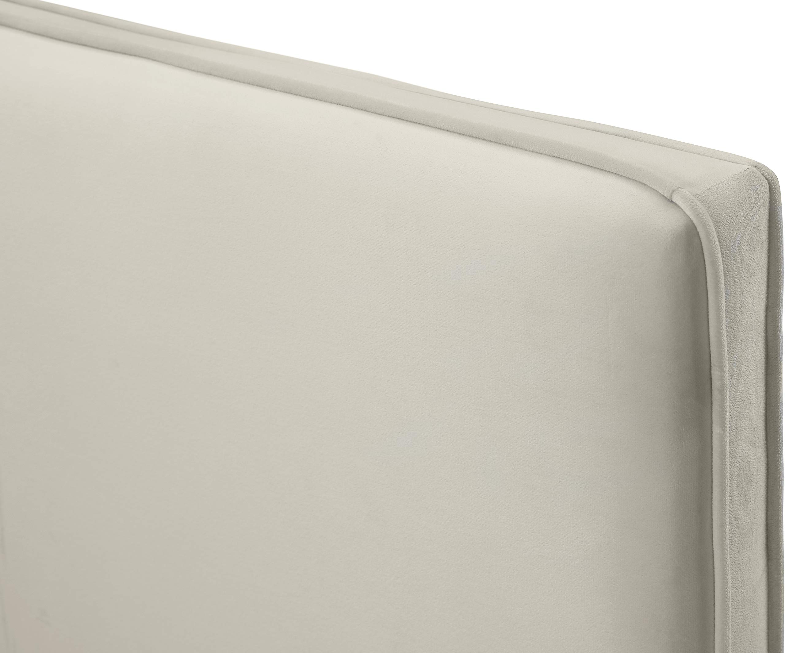 Meridian Furniture Geri Collection Modern Velvet Upholstered Bed - Twin Size Cream with Gold/Chrome Headboard | Luxury Bedroom Furniture for Contemporary Home Decor