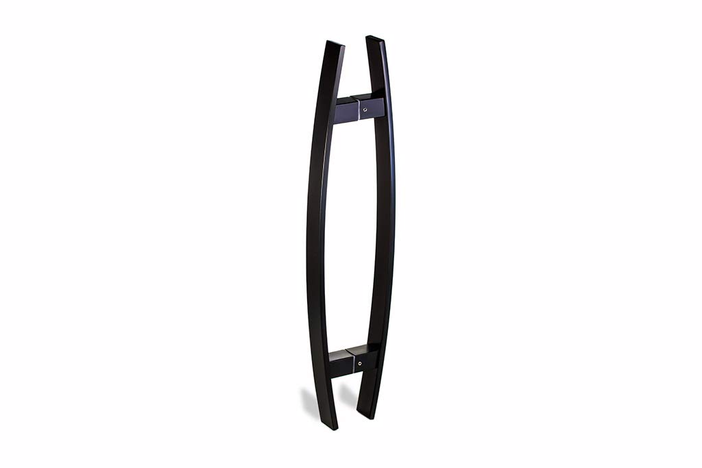 32 Inch Matte Black Stainless Steel Back-to-Back Modern Door Handles - Flat Curved Bar Design for Home, Office & Commercial Doors, Shower Glass & Sliding Barn Doors (Durable & Stylish Hardware for Interior/Exterior Use)