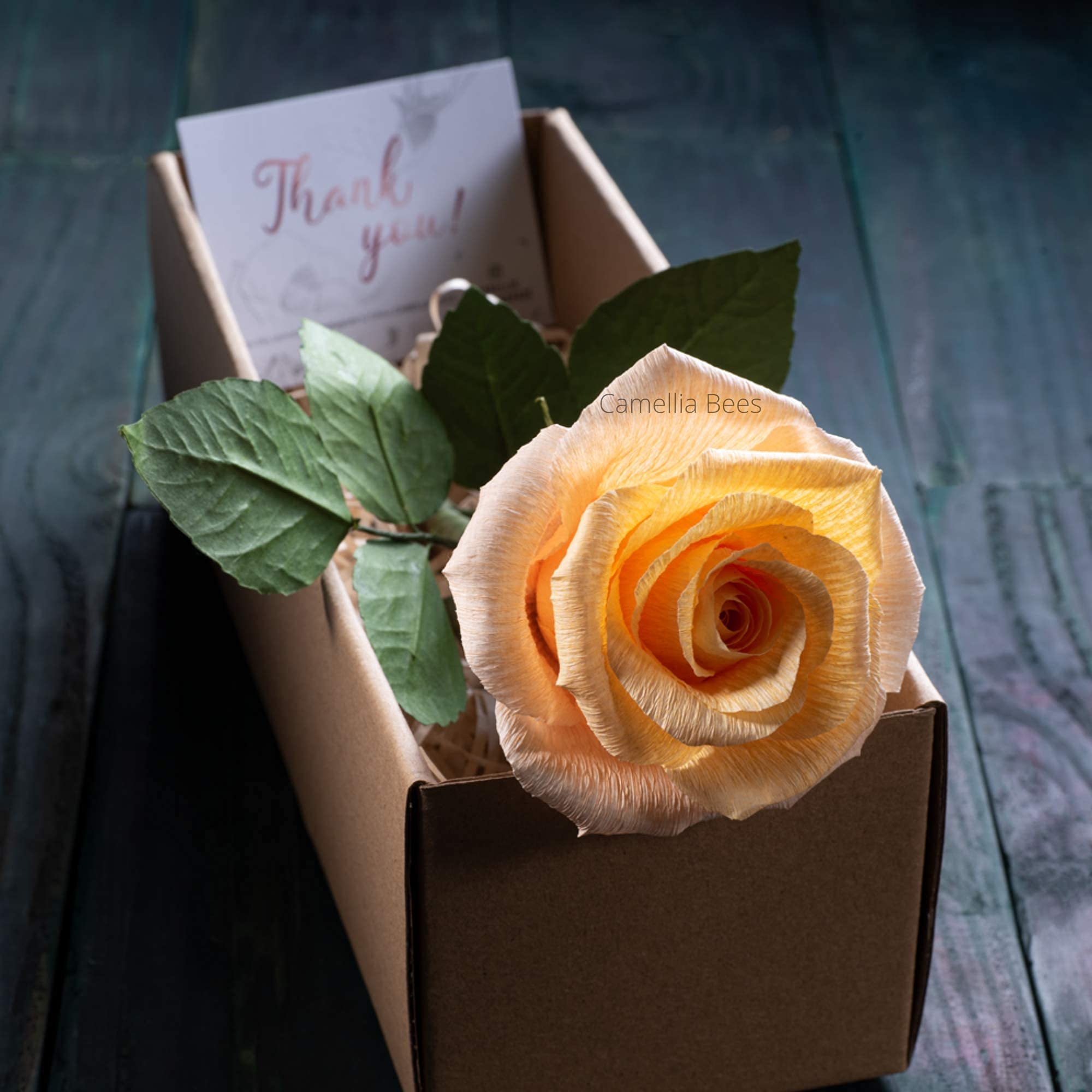 Handmade Yellow Paper Rose Gift for Women - 1st Year Anniversary, Mother's Day, Valentine's Day, Birthday & Christmas Present - Perfect for Romantic Surprises, Home Decor & Special Occasions