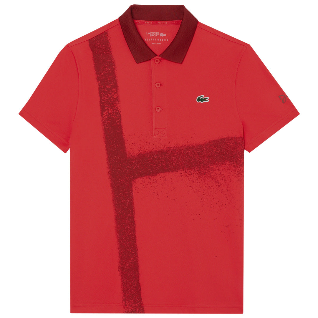 Lacoste Men's Novak Djokovic Tennis X Polo Shirt - Breathable Cotton, Slim Fit, Short Sleeve - Perfect for Tennis, Golf & Casual Wear (Red)