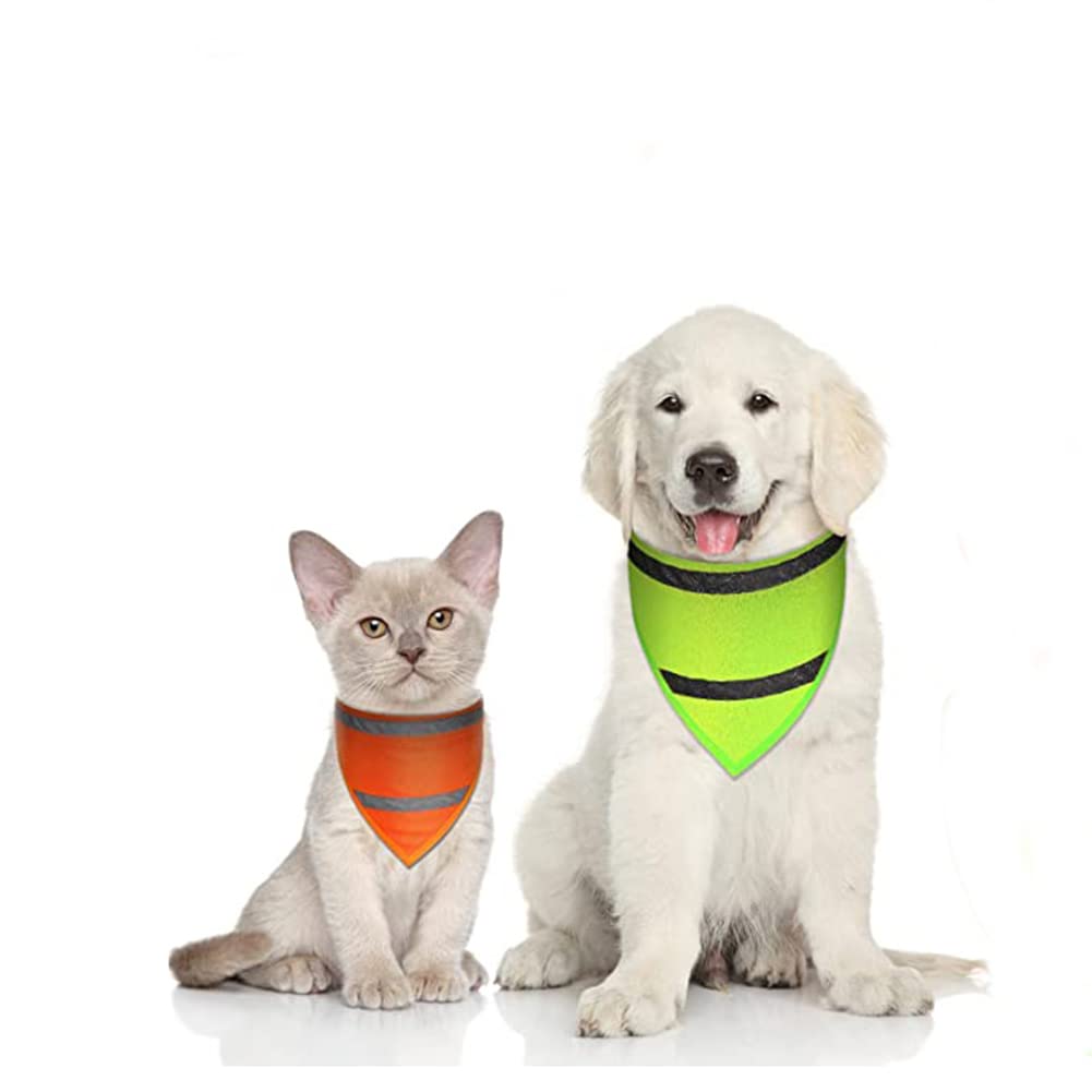 Encell 2-Pack Reflective Dog Collar Scarf - Safety Pet Bandana Triangle Bib for Dogs & Cats, Orange - Perfect for Night Walks & Outdoor Adventures