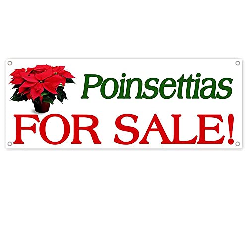 Premium 13 oz Heavy-Duty Vinyl Poinsettia Banner with Metal Grommets - Single-Sided Holiday Decoration for Christmas Parties, Church Events & Festive Home Decor