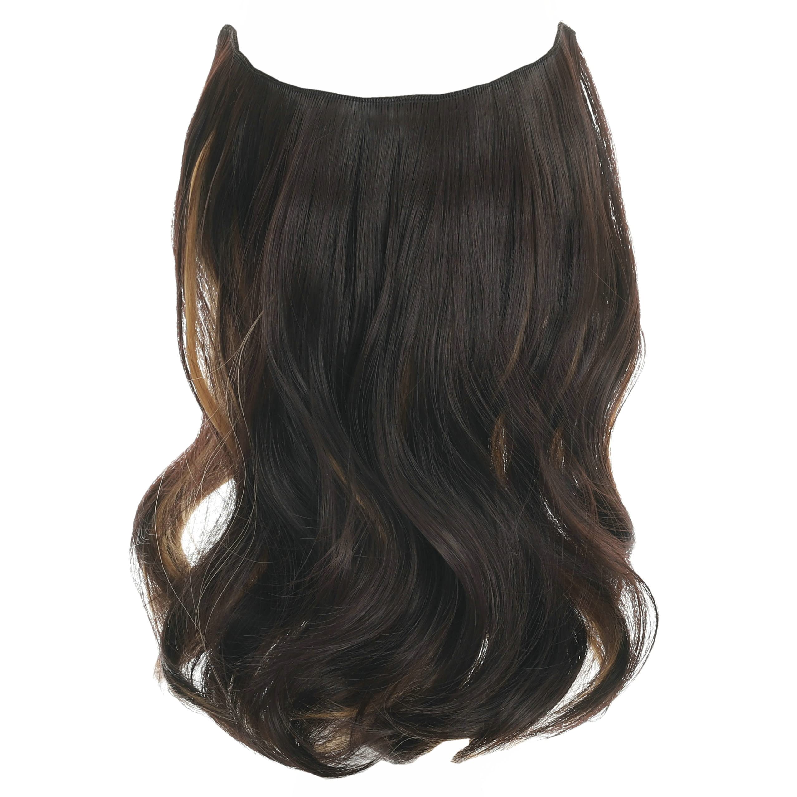 Invisible Wire Hair Extensions - Transparent Adjustable Hairpiece with 4 Secure Clips | 14 Inch Long Wavy Curly Human Hair for Women | Perfect for Parties, Weddings & Daily Styling