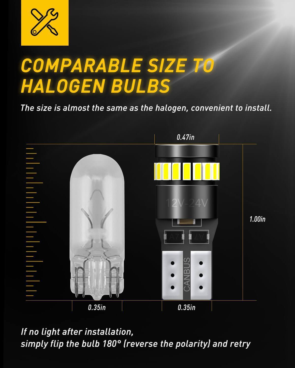 194 LED Bulb - 6000K Cool White Super Bright LED Interior Light Kit for Cars, Trucks, SUVs - Perfect for License Plate Lights, Dome Lights, and Map Lights - Upgrade Your Vehicle Interior Lighting