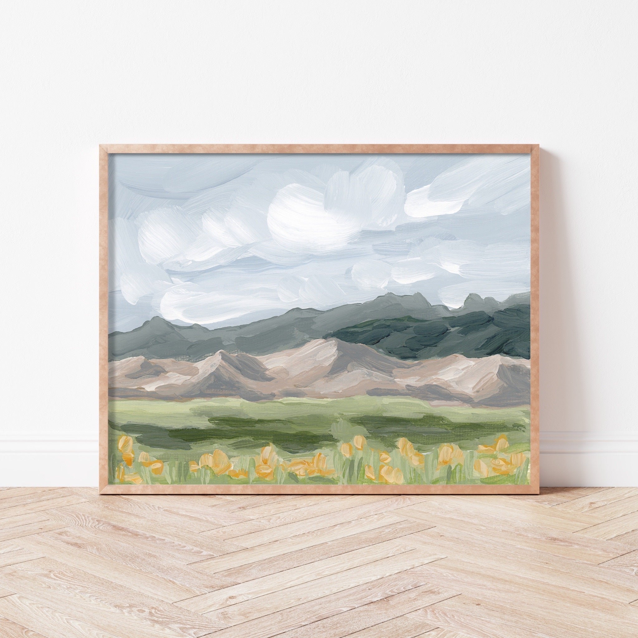 Sand Dunes in Summer Wall Art Print - Desert Landscape Painting for Living Room, Bedroom & Office Decor