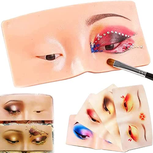 Professional Silicone Makeup Practice Face Board with Brush - Perfect for Eyelash Extension, Eyeshadow & Makeup Training - Ideal for Beauty Students, Salon Practice & Home Use