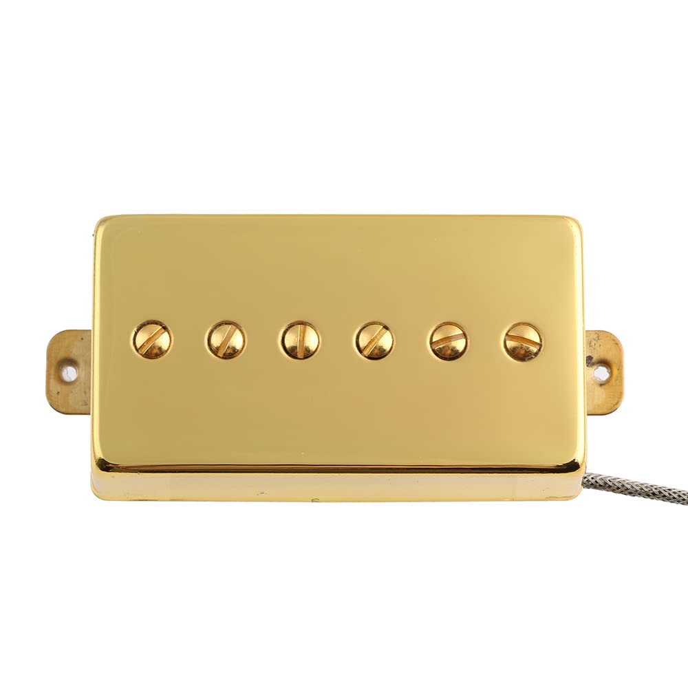Alnico 5 Magnet Humbucker Sized P90 Electric Guitar Pickups - Gold Neck & Bridge Set for Blues, Rock & Jazz - Perfect for Les Paul, SG & Semi-Hollow Body Guitars