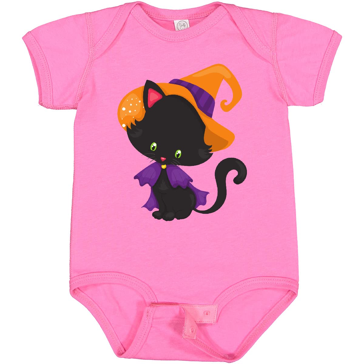 Inktastic Halloween Cat Baby Bodysuit - Cute Black Cat with Witch Hat Design for Infants | Perfect for Halloween Costumes, Photo Shoots & Holiday Outfits