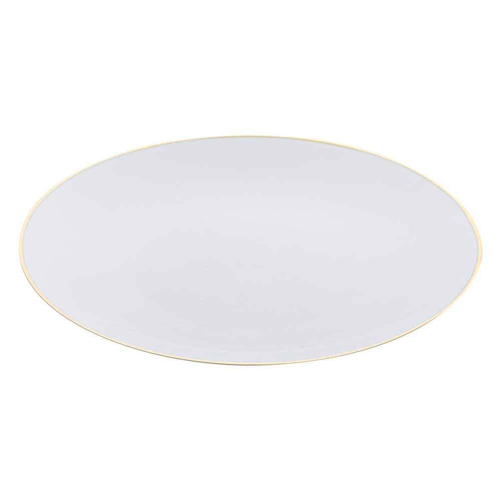 Premium 7.5 Inch Gold-Rimmed Disposable Plastic Plates - Heavy-Duty White Dinner Plates for Restaurants & Parties (40 Pack) - Ideal for Serving Warm & Cold Foods at Catering Events, Weddings & Family Gatherings