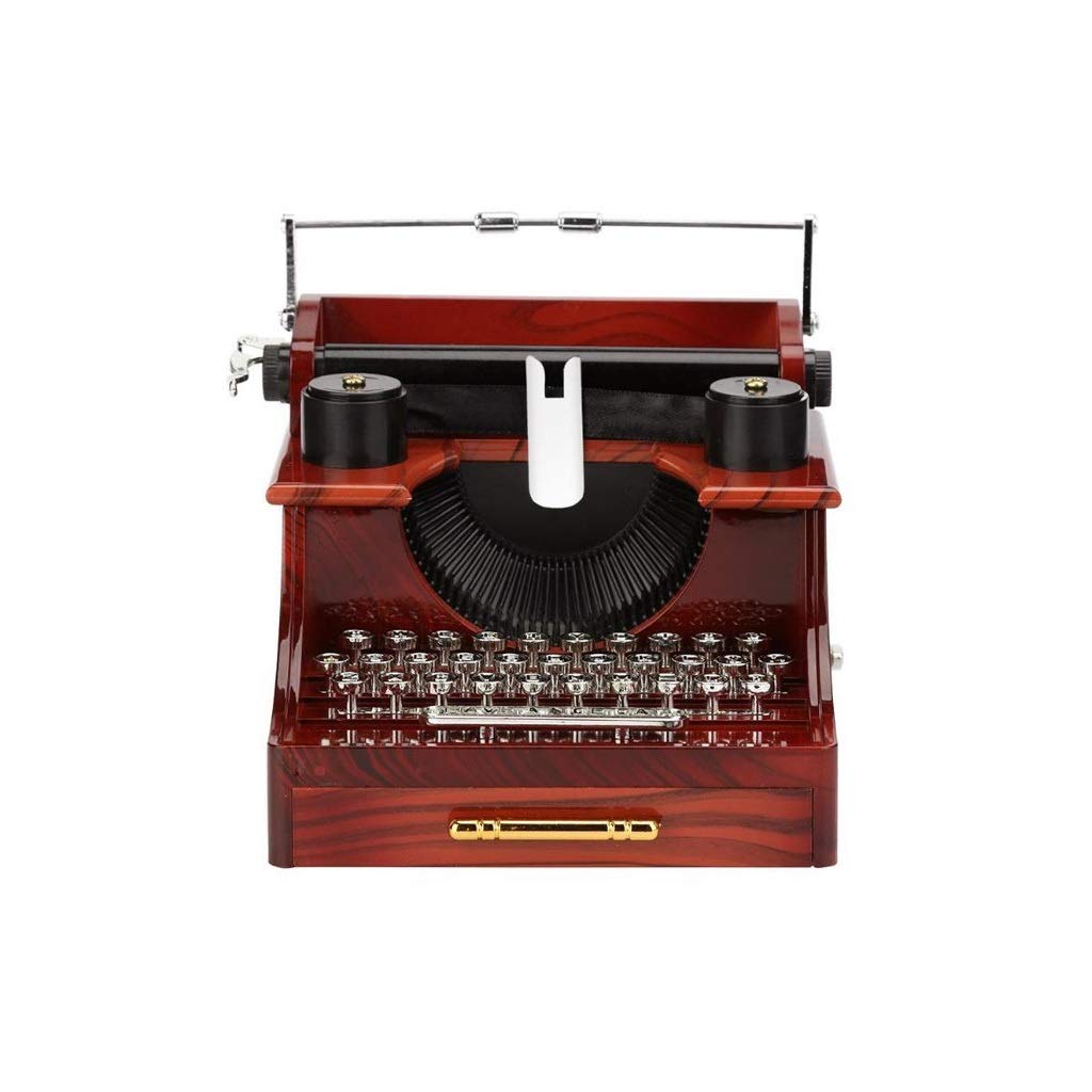 Vintage Typewriter Music Box - Wood & Metal Antique Musical Box for Home Decor, Christmas & Birthday Gifts | Perfect for Collectors, Writers & Music Lovers (Handcrafted Musical Jewelry Box with Classic Design)