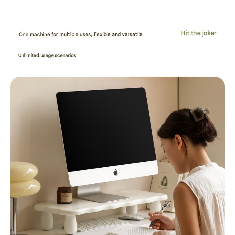 Premium Birch Solid Wood Computer Stand with Storage Shelf - Ergonomic Laptop & Monitor Riser for Home Office Desk Organization