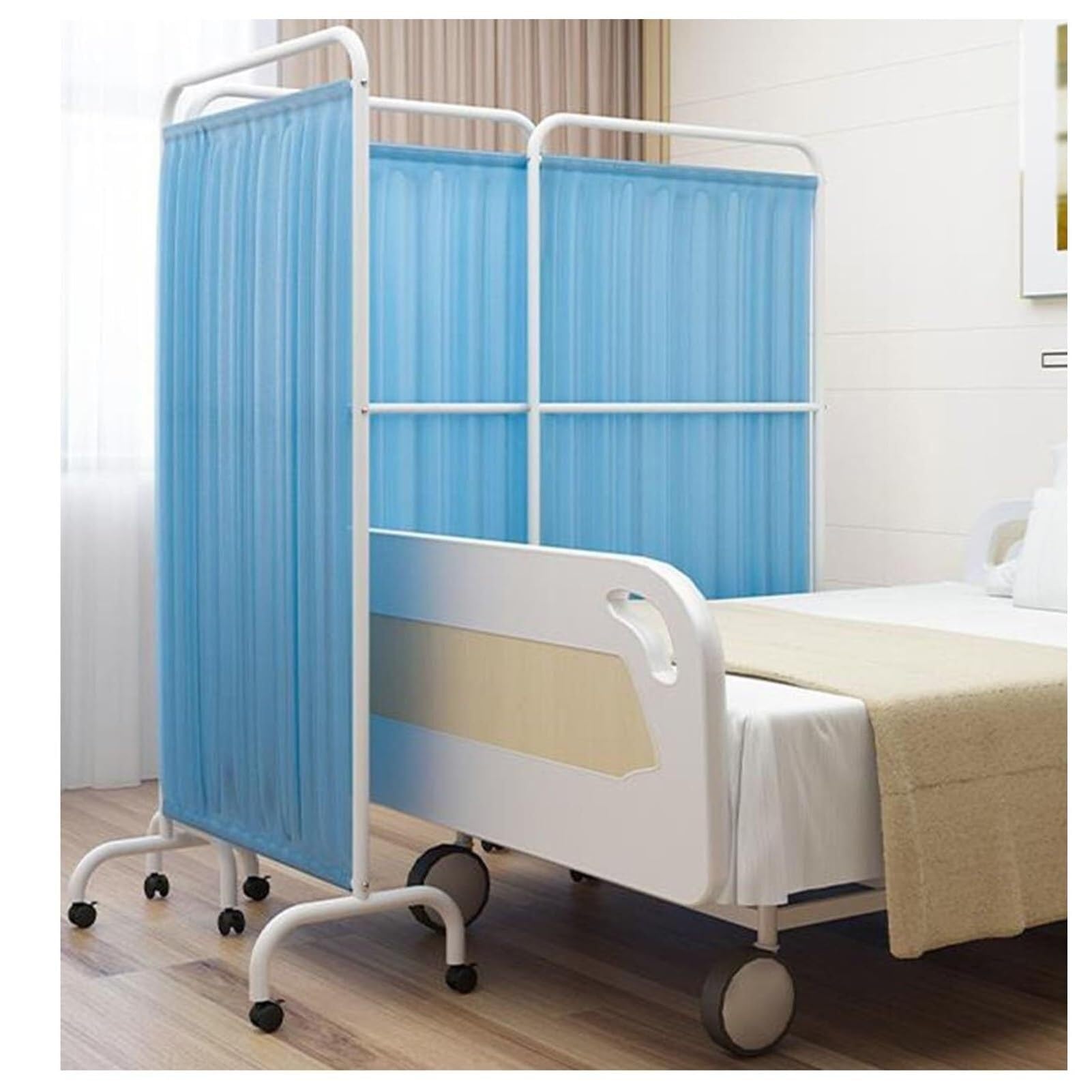 MiroDo 4-Panel Room Divider Screen - Foldable Metal Iron Frame Partition - Portable White Privacy Screen for Clinic, Office, Home & Event Spaces