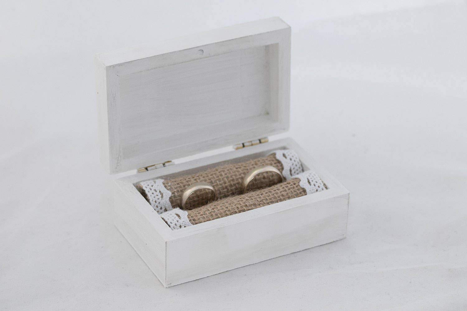 Personalized Wedding Ring Box - White Ring Holder for Ceremonies & Proposals