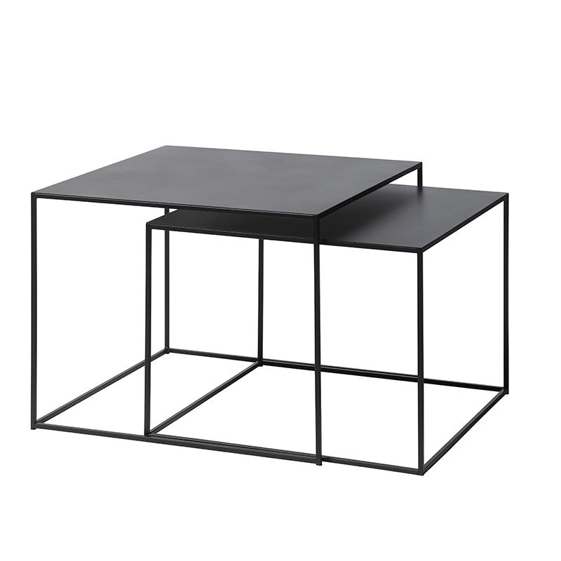PEBBLE Nest of 2 Coffee Tables - 65x60cm Modern Side Tables Set in Black - Perfect for Living Room, Bedroom or Office Decor