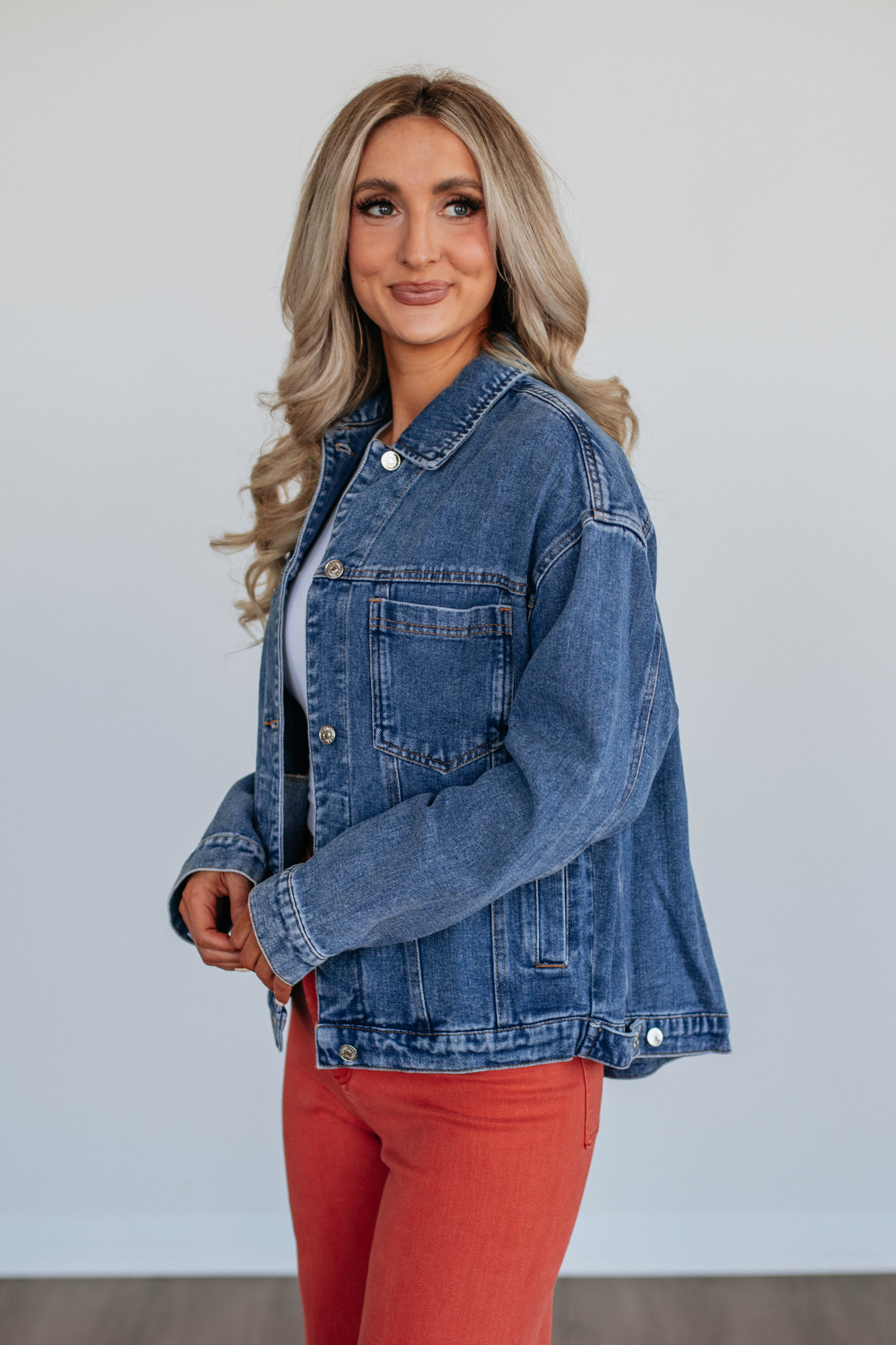 Jessi Denim Jacket for Women - Dark Wash Distressed Vintage Style - Perfect for Casual Outfits & Streetwear Fashion