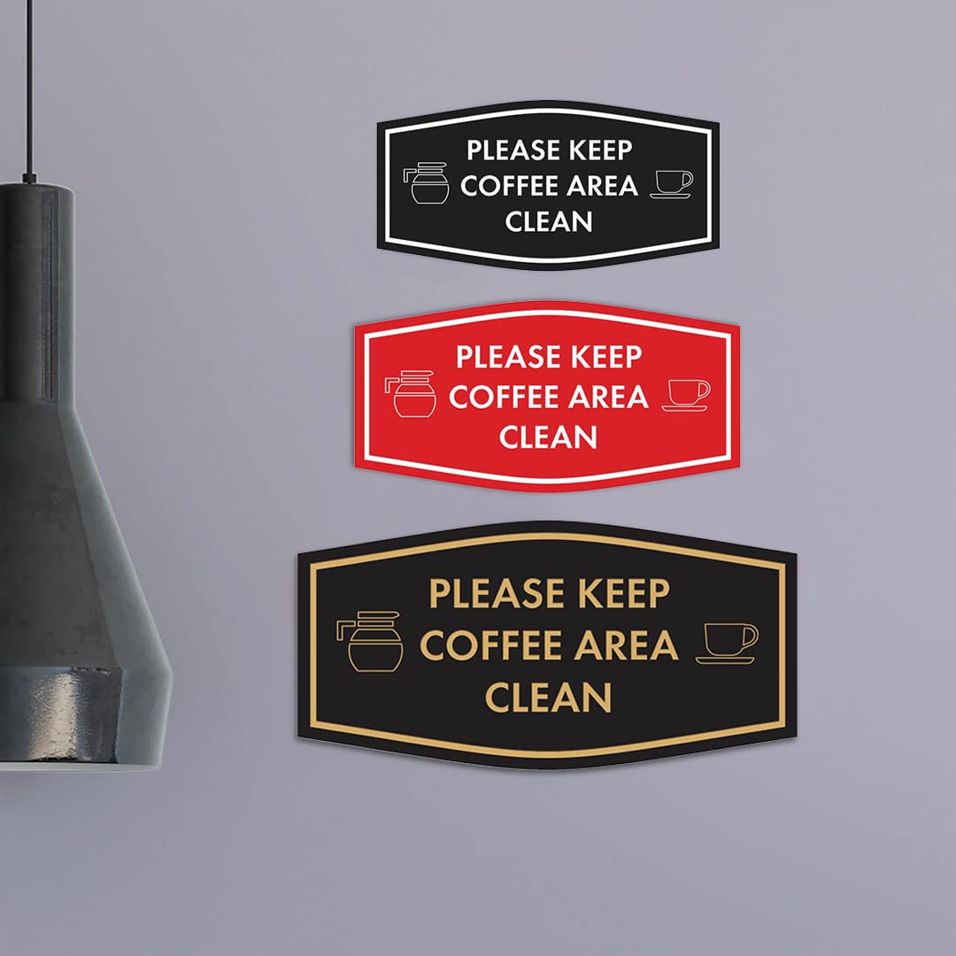 Elegant Brushed Gold 'Please Keep Coffee Area Clean' Sign - Small Wall Decor for Office, Kitchen, or Break Room