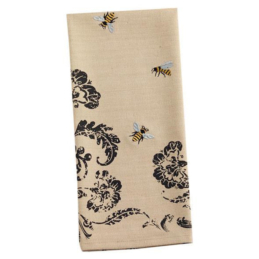 Embroidered Bumble Bee Kitchen Towel - Cute Honeybee Design Cotton Dish Towel for Drying Dishes, Decor, and Farmhouse Kitchen Decorations