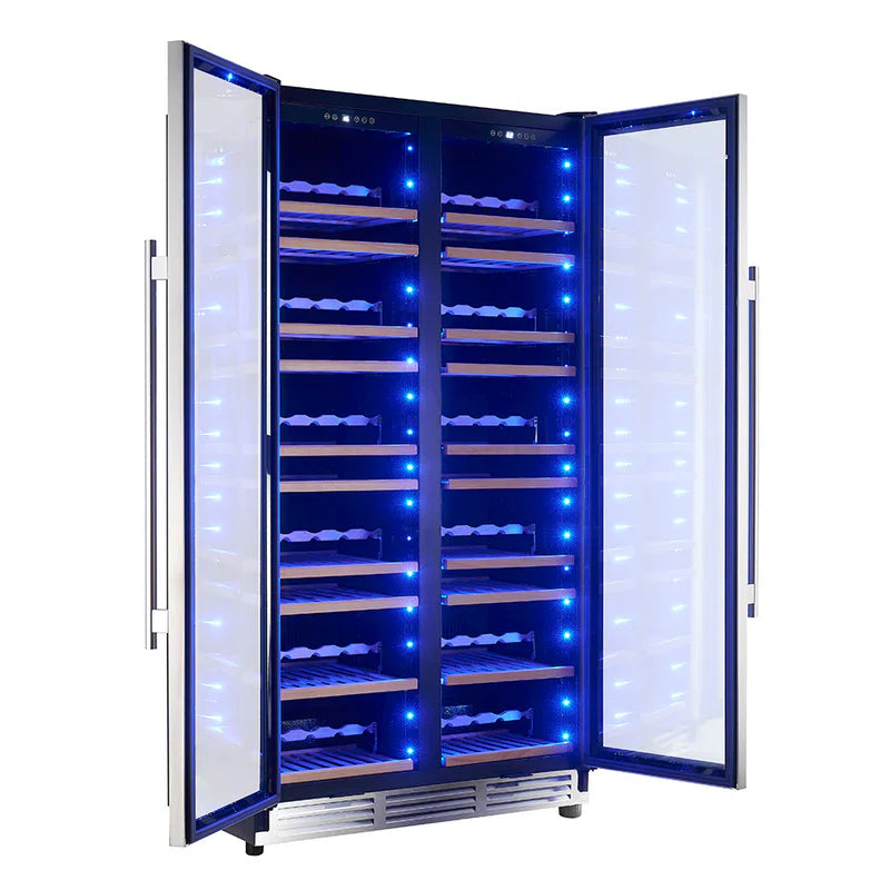Forno Vernazza 40 Inch Side by Side Dual Zone Wine Cooler FWCDR6642 40S - Perfect for Home Bars, Restaurants, and Wine Cellars - Stainless Steel Wine Refrigerator with Temperature Control