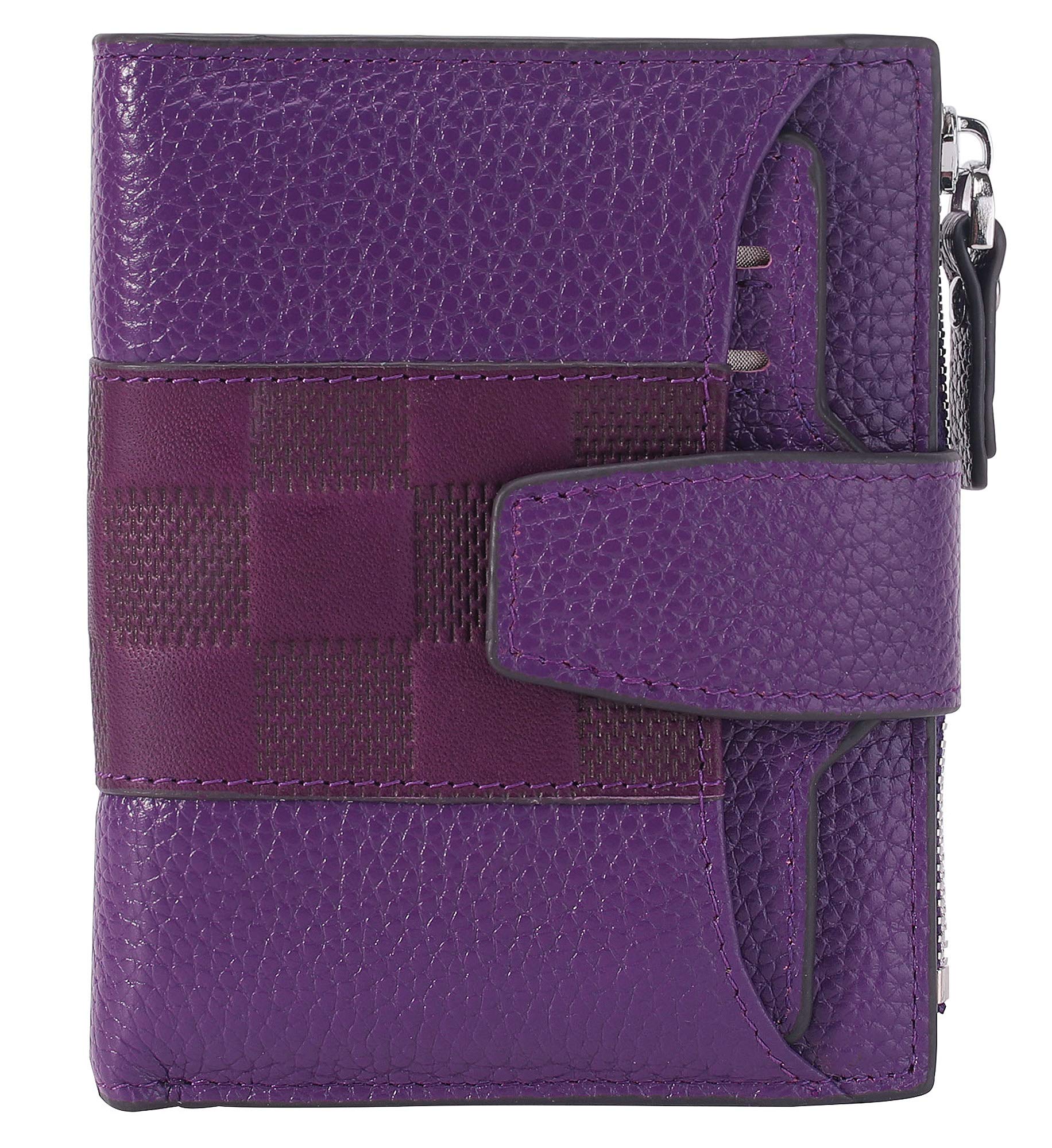 AINIMOER Women's RFID Leather Wallet - Compact Bi-fold with Zipper & ID Window for Travel & Daily Use
