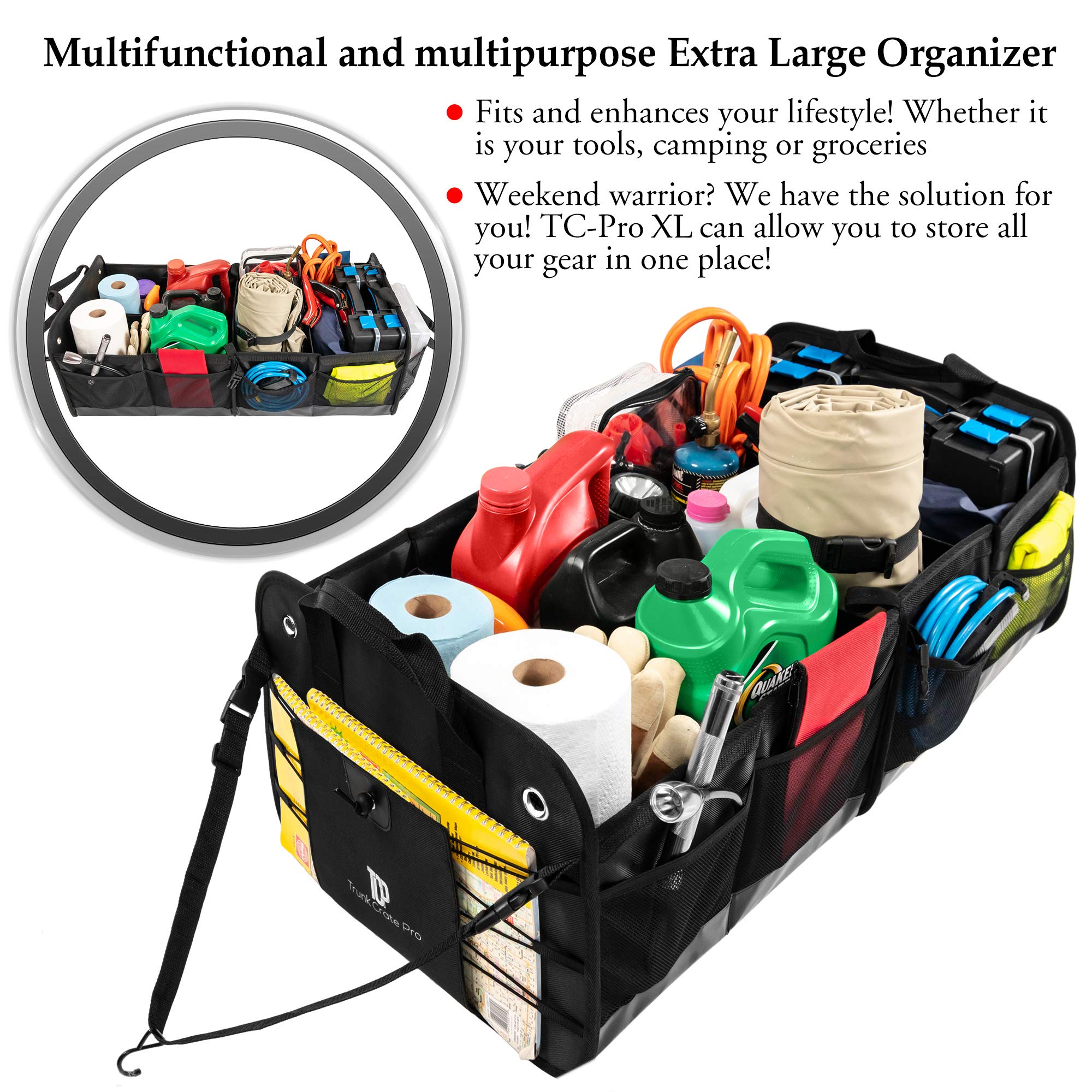 TRUNKCRATEPRO Car Organizer Bundle - 1 Regular Grey & 1 XL Black Trunk Organizer | 15% Discount | Perfect for Road Trips, Travel & Vehicle Storage