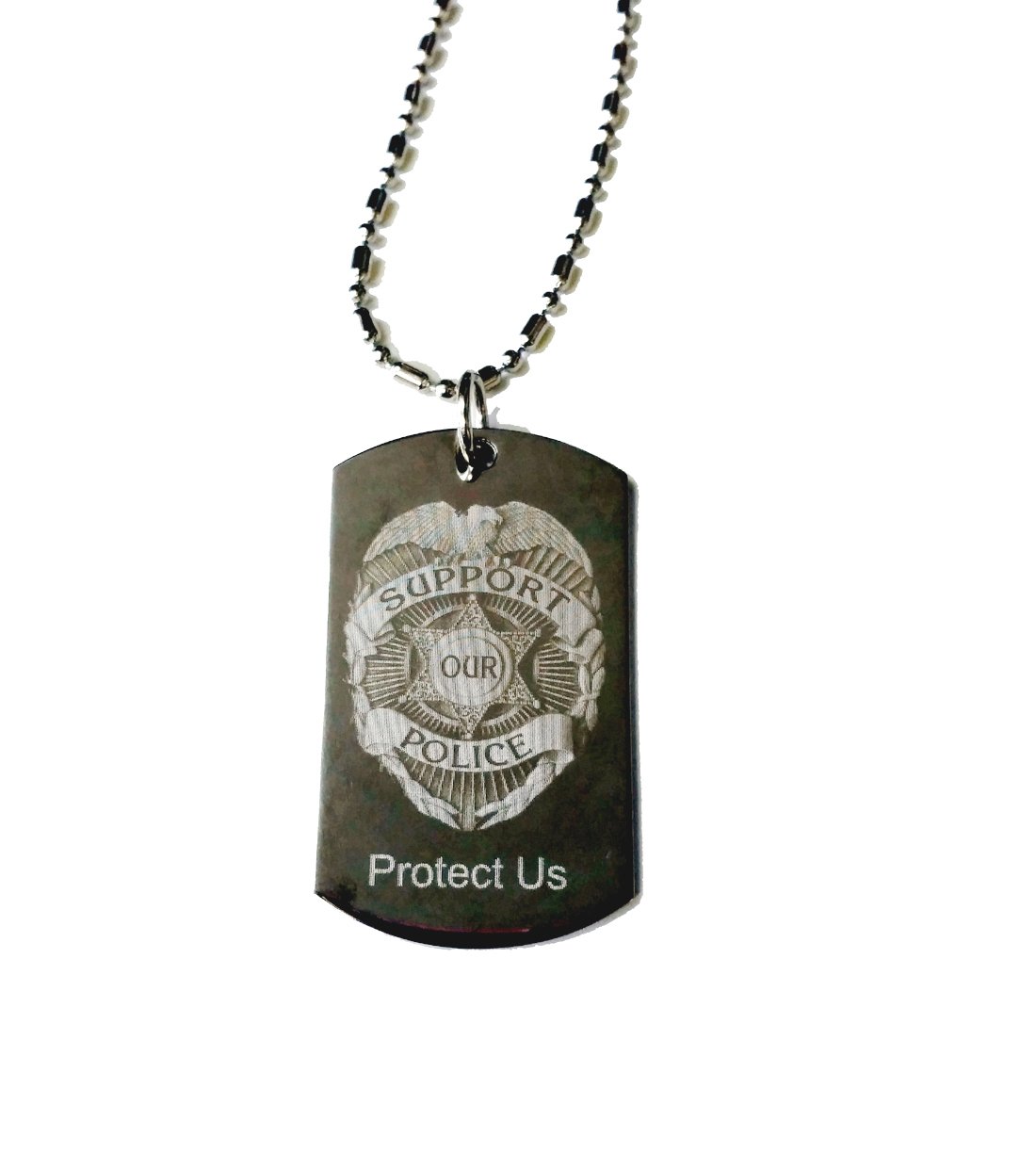 Police & Military Double Sided Prayer Protection Dog Tag Necklace - Silver Chrome Metal Chain for Law Enforcement, First Responders & Security Personnel - Perfect for Duty Wear, Gift Giving & Personal Faith Accessories