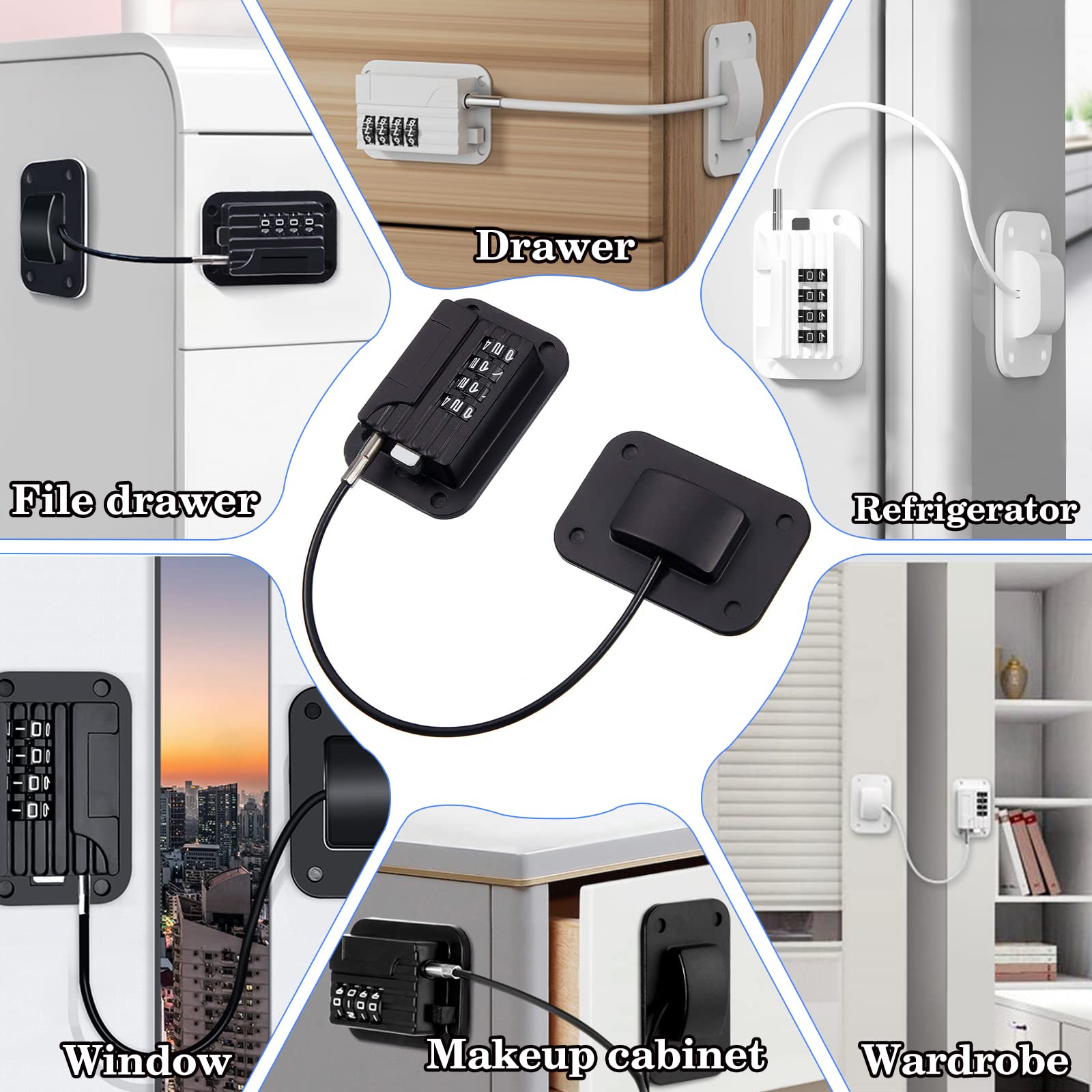 Child Proof Refrigerator Door Lock with Password - No Tools Needed, No Drilling Required - Secure Kitchen Fridge, Cabinets, Drawers, Closets, Windows & Doors - Perfect for Homes with Kids & Pets (Patent)