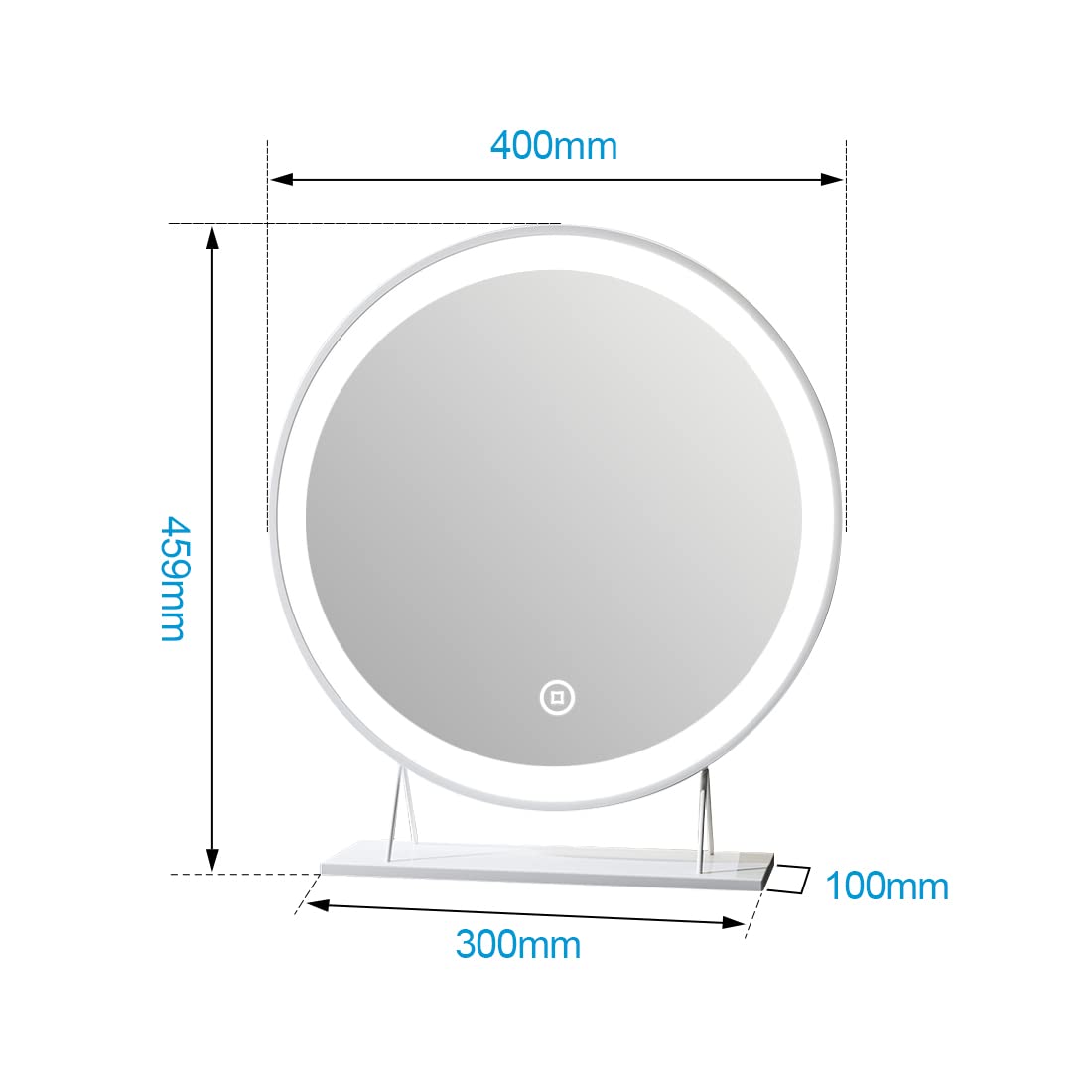 Heilmetz LED Vanity Mirror with Touch Control - 40cm Hollywood Round Makeup Mirror with 3 Light Modes, White Tabletop Dressing Mirror for Women | Perfect for Home Makeup, Salon, and Beauty Room