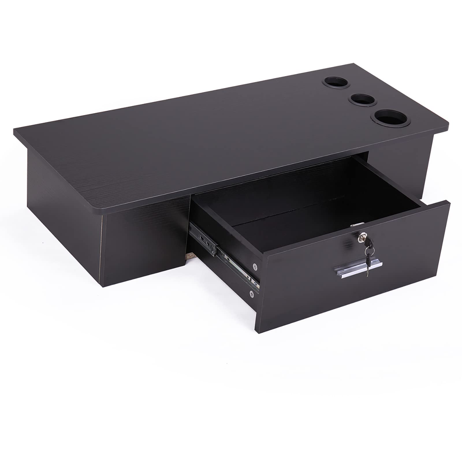 **Gecheer Classic Wall-Mounted Styling Station with Drawer & Tool Holes – Vanity & Dressing Table for Barber, Beauty & Spa Salons – Black – Perfect for Salon Organization & Styling**