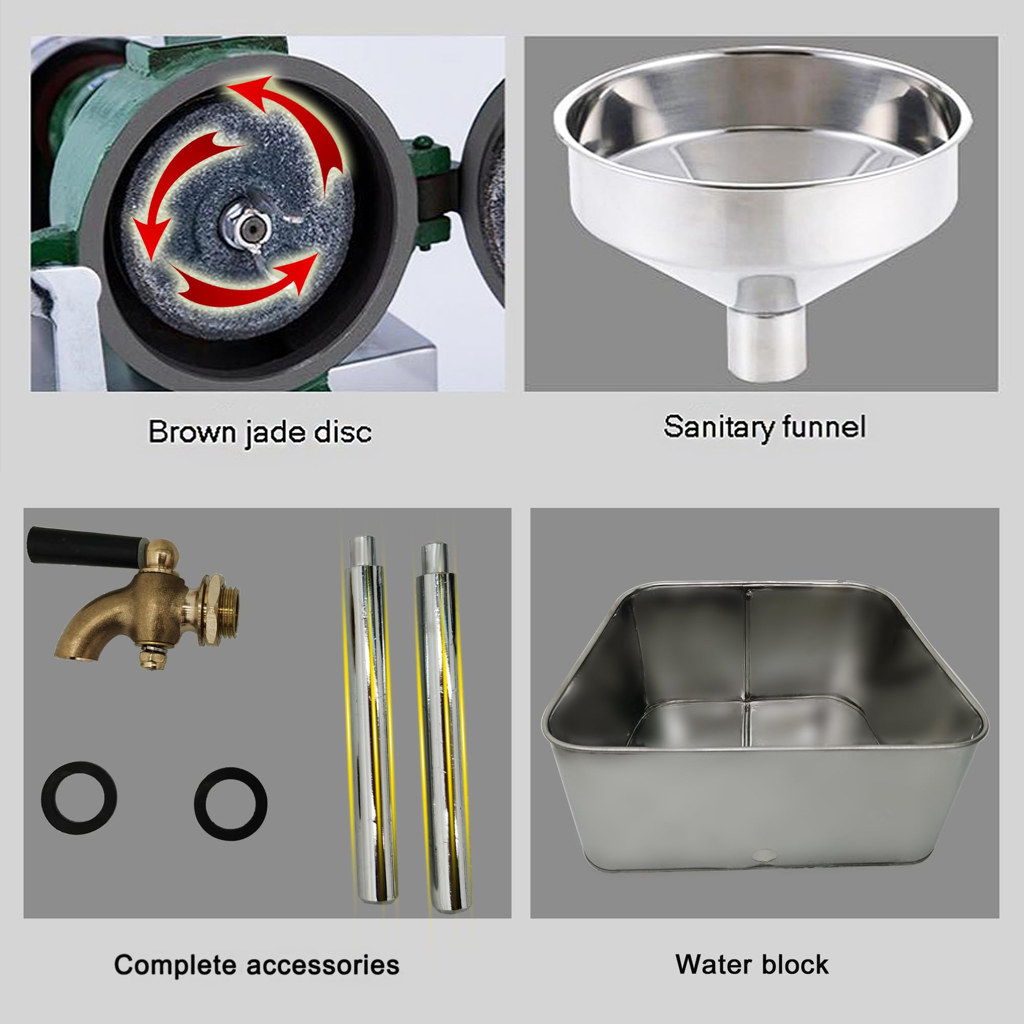 Commercial Electric Grain Grinder Machine for Rice, Soybean, Corn - Wet & Dry Grinding with 2 Wheels - 110V Silver Grain Mill for Cereals, Wheat, Feed Flour - Perfect for Home Kitchens & Small Businesses