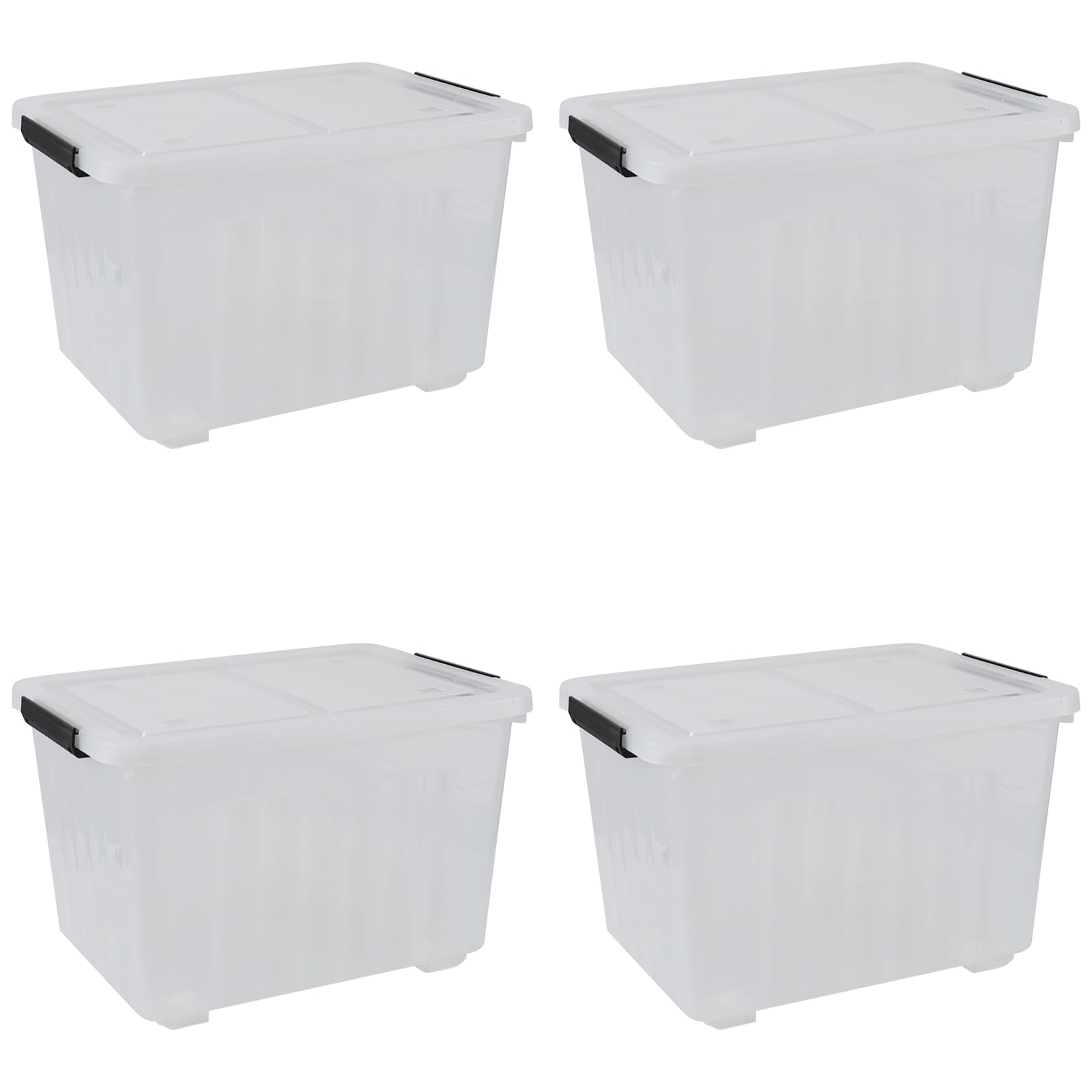 Xyskin 50 Quart Large Clear Storage Bins with Lids - 4 Pack Plastic Storage Containers with Wheels for Home Organization, Garage, Closet & Office Supplies Storage